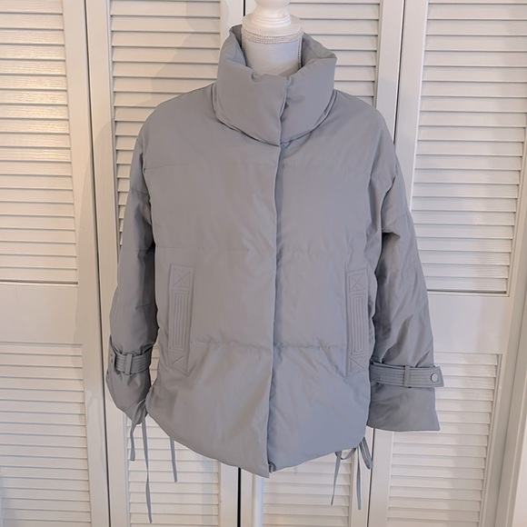 Gentle Herd Spice Ice Blue Down Filled Short Quilted Retro Puffer Jacket Size M - Picture 1 of 12